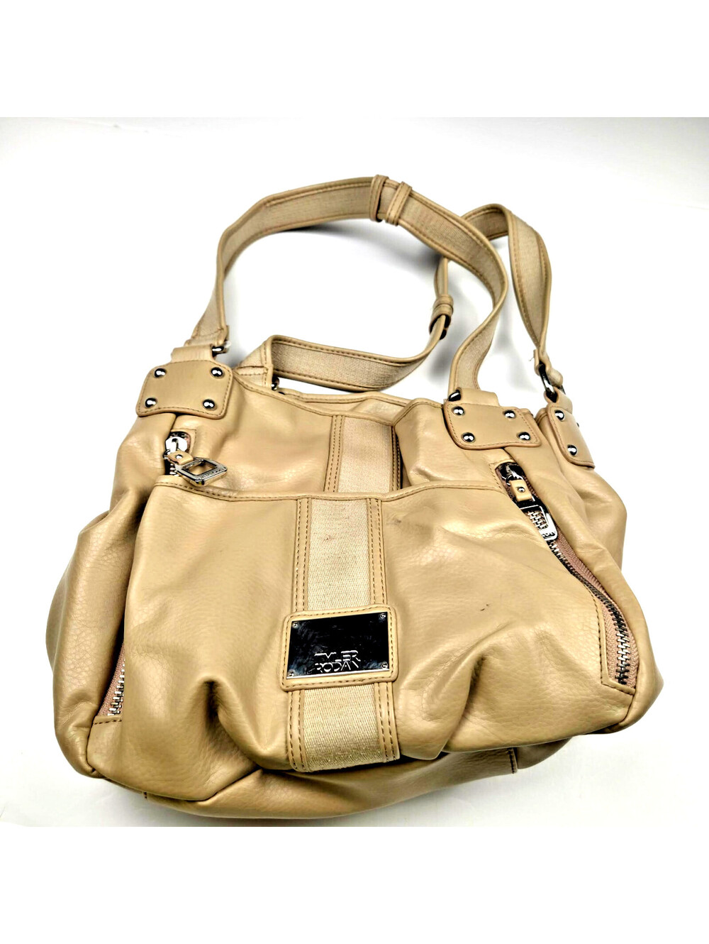 Tyler Rodan Beige Faux Leather Hobo Shoulder Bag Paisley Lining Y2K Purse